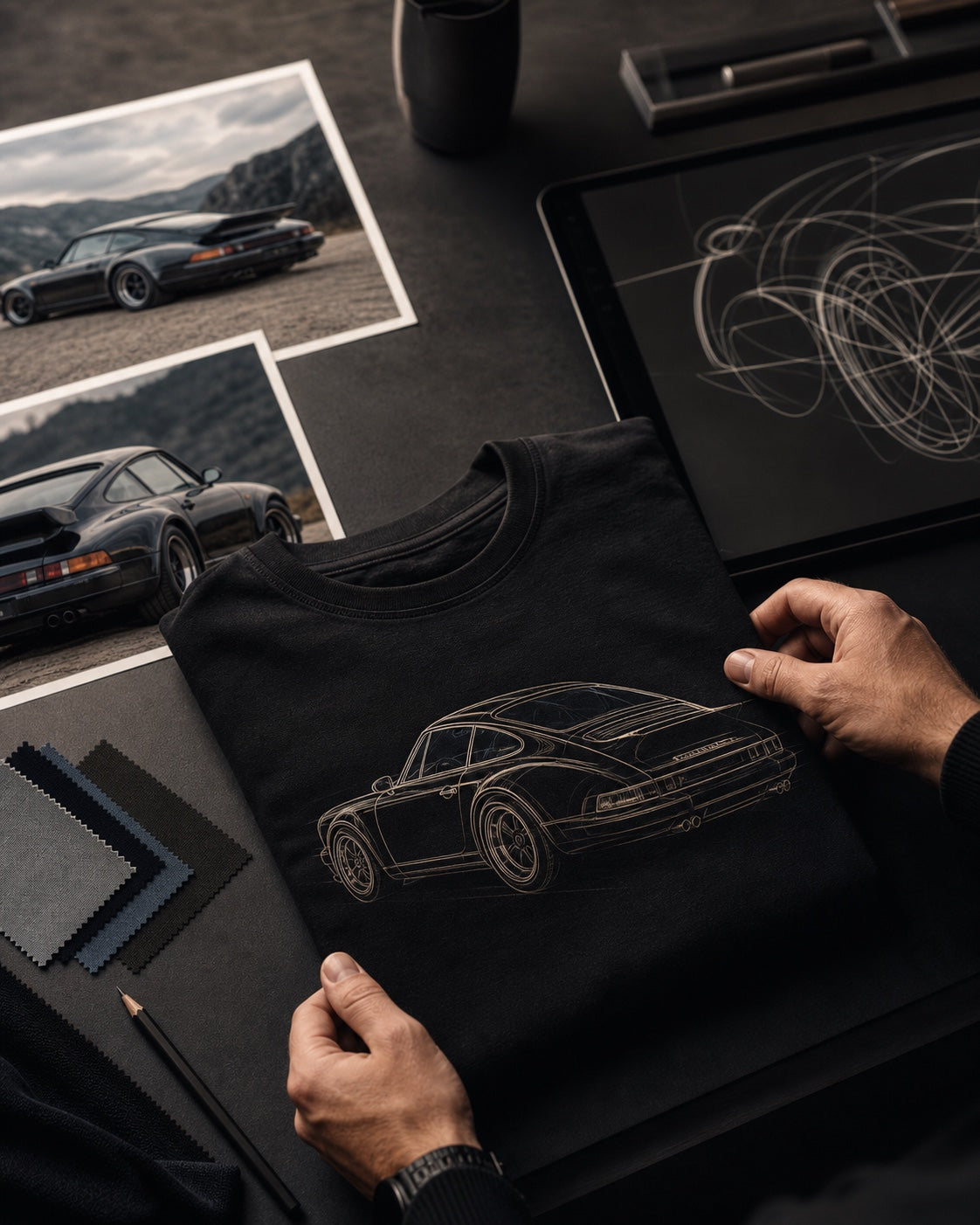 Entstehung eines individuellen Fahrzeugmotivs für ein Custom Shirt