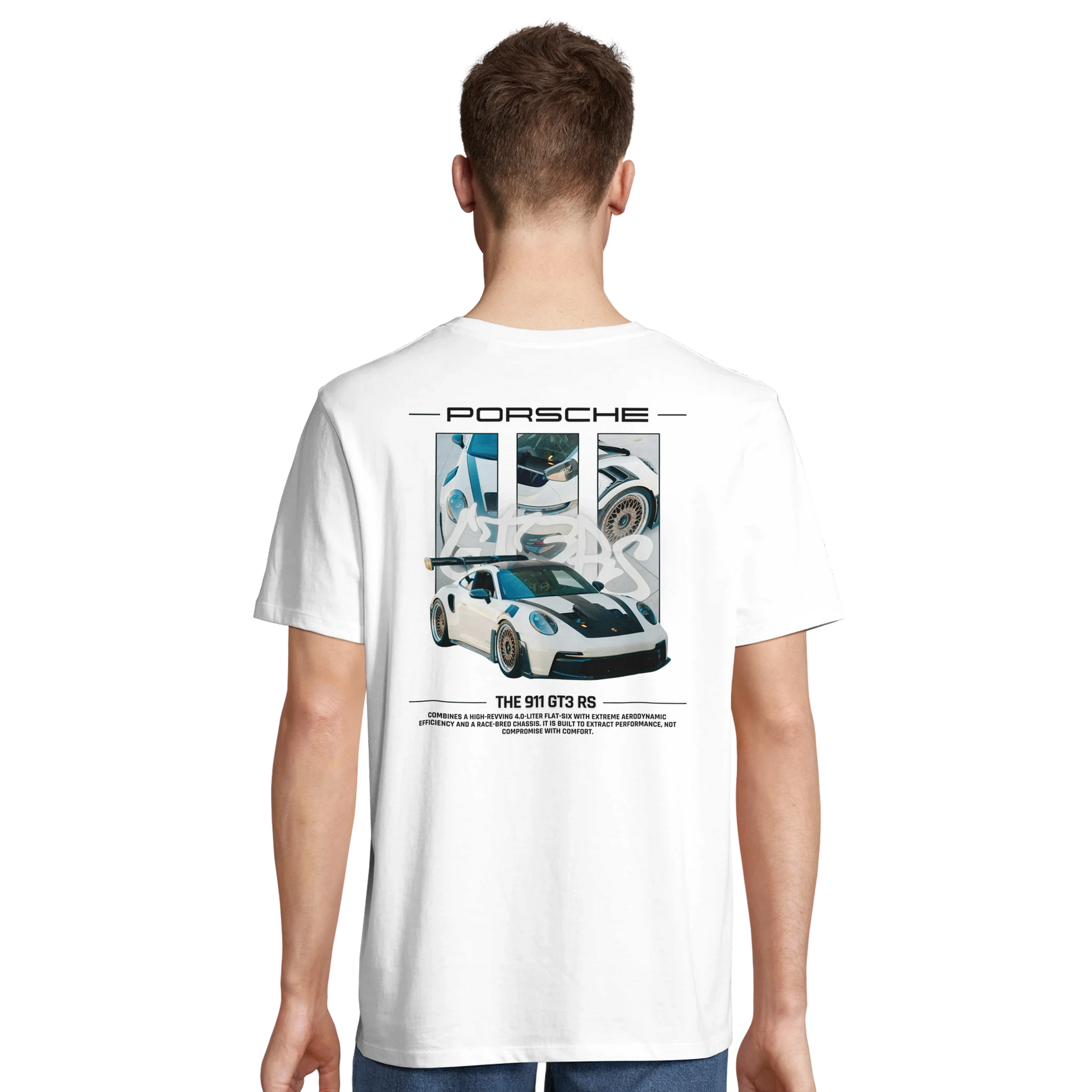 Porsche GT3 RS T-Shirt Weiss – Produktansicht 3