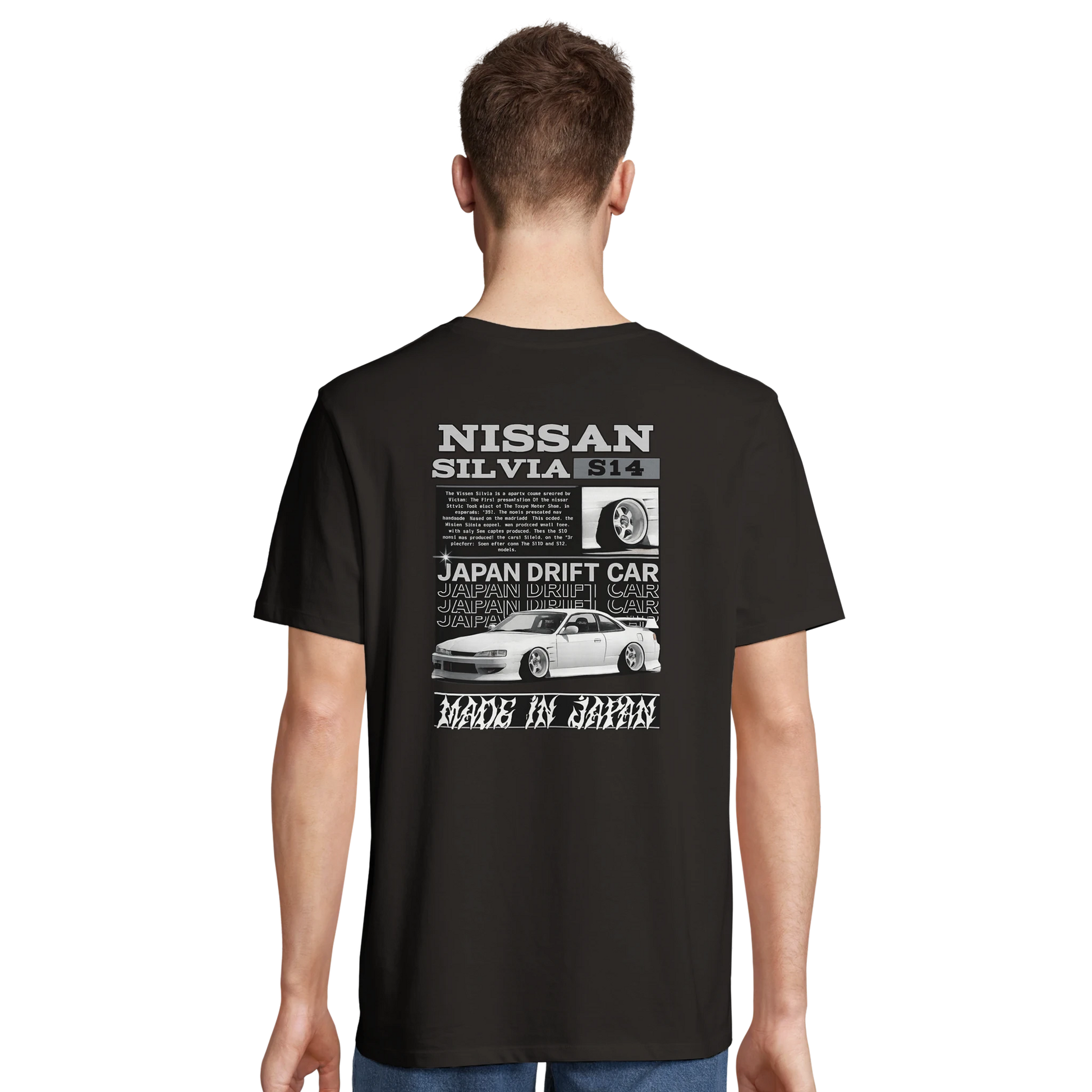 Nissan S14 T-Shirt Schwarz – Produktansicht 3