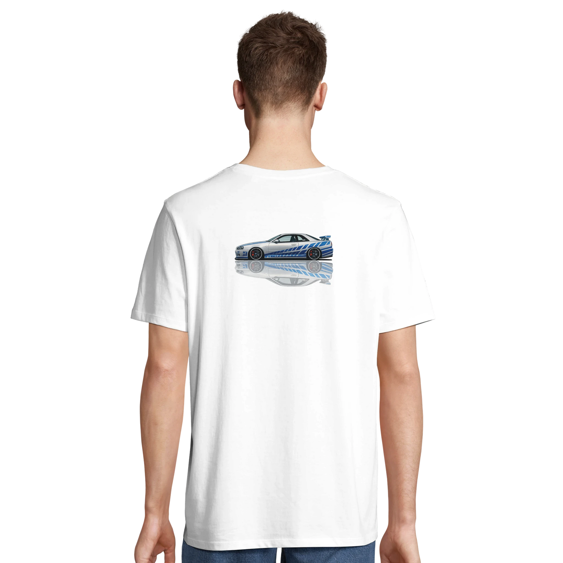 Nissan R34 Paul Walker T-Shirt Weiss – Produktansicht 3
