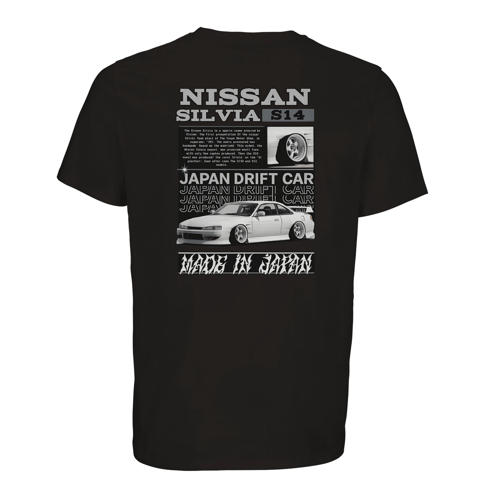 Nissan S14 T-Shirt Schwarz – Produktansicht 2