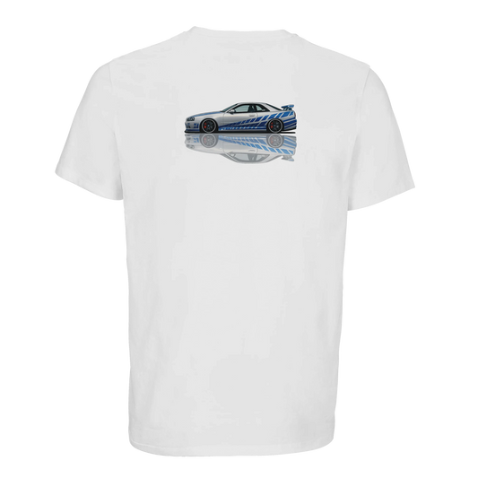 Nissan R34 Paul Walker T-Shirt Weiss – Produktansicht