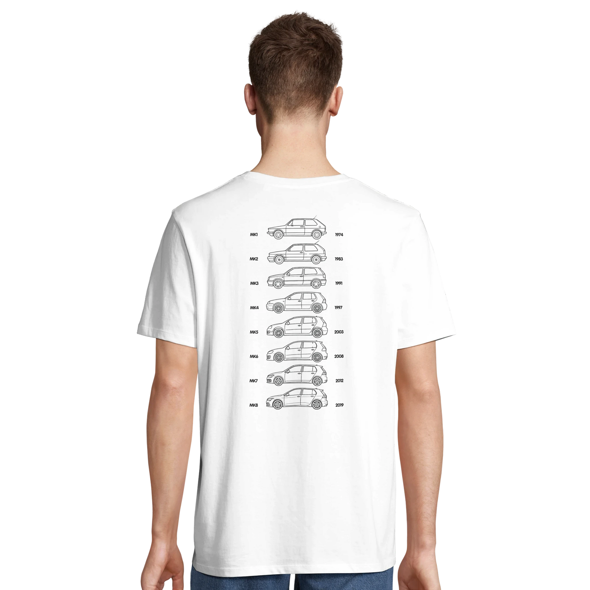 VW Golf Evolution T-Shirt Weiss – Produktansicht 3